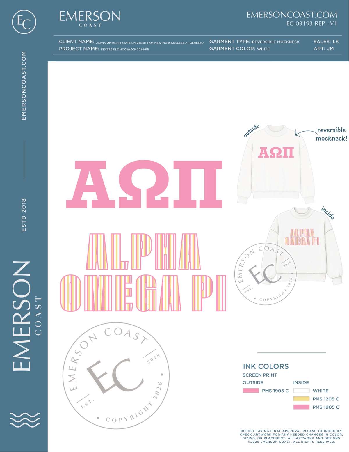 EC-03193 RE Alpha Omega Pi State University of New York College at Geneseo Reversible Mockneck 2026-PR