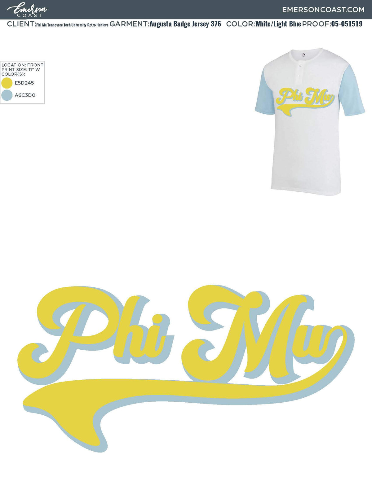 05-051519 Phi Mu Tennessee Tech University Retro Henleys 2019