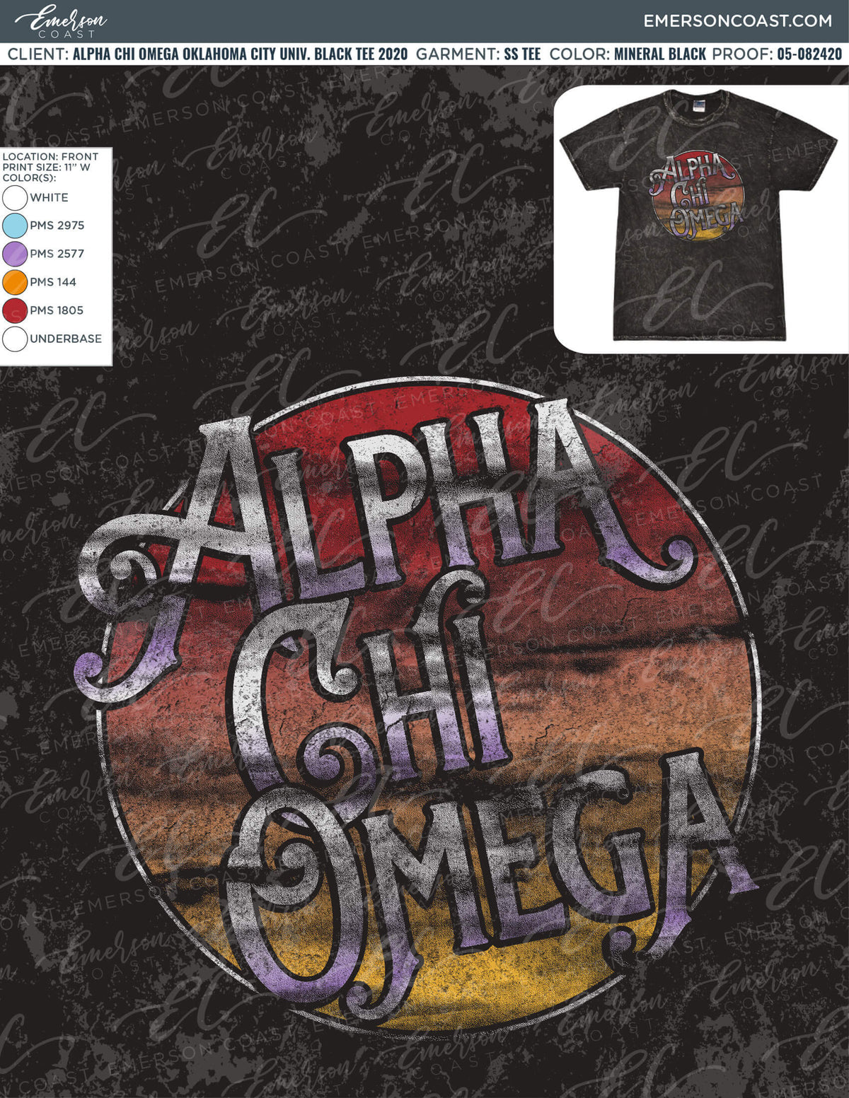 05-082420 Alpha Chi Omega Oklahoma City University Black tee 2020