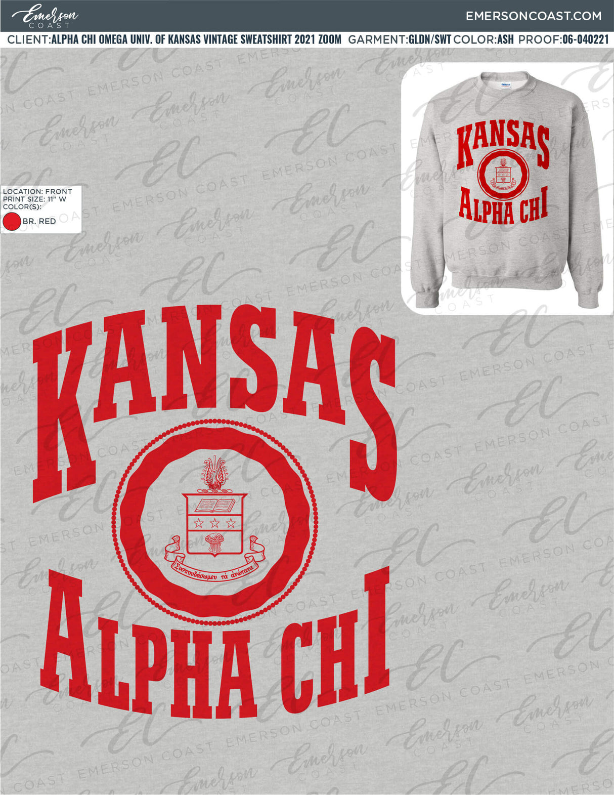 06-040221 Alpha Chi Omega University of Kansas Vintage Sweatshirt 2021