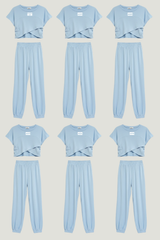 Blue Sorority Crossover Short Sleeve Top & Jogger Set
