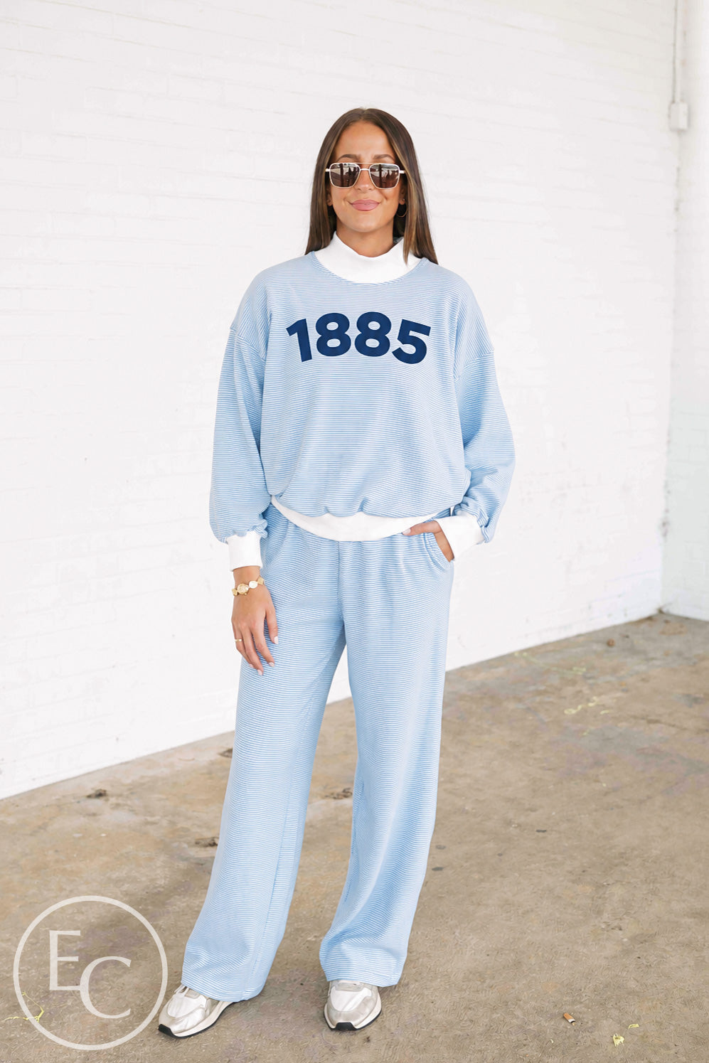 Alpha Chi Omega 1885 Blue White Mockneck Set