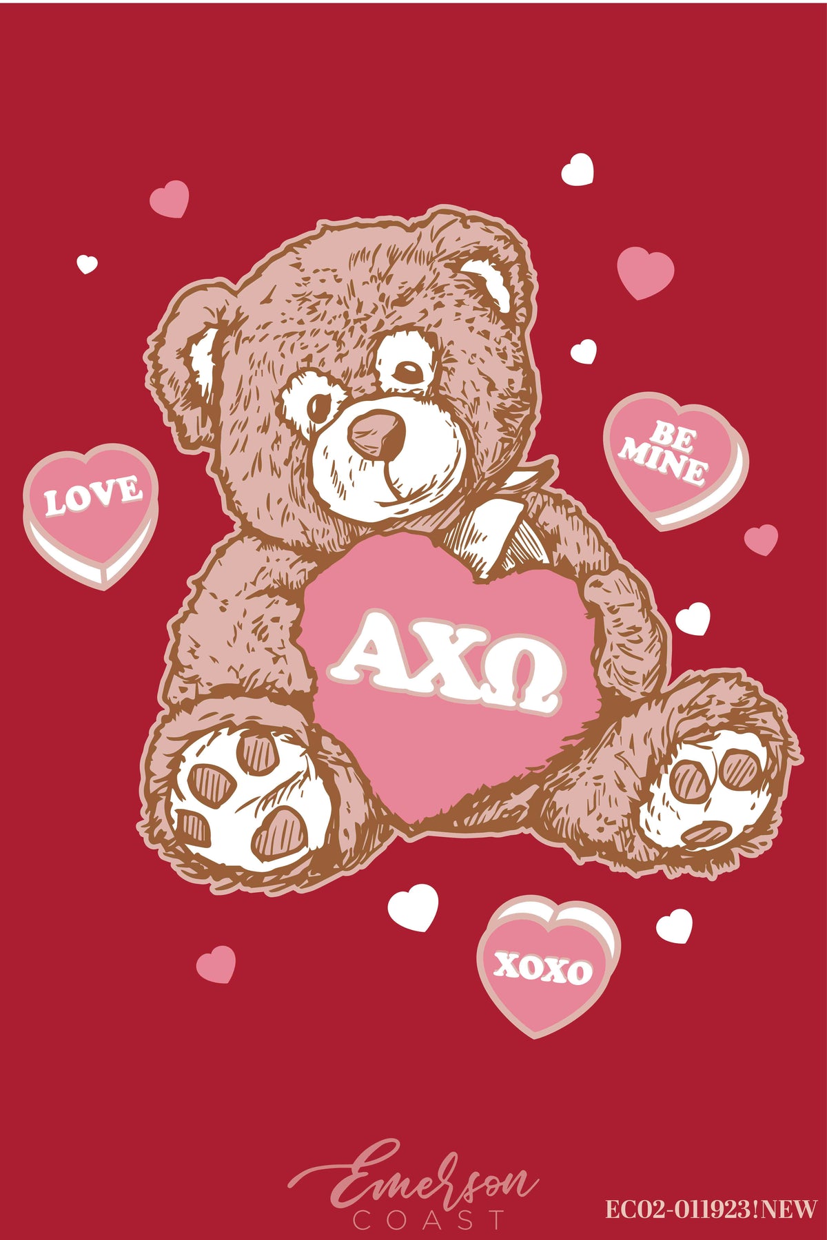 Alpha Chi Omega Teddy Bear with Heart Candy Baby Tee