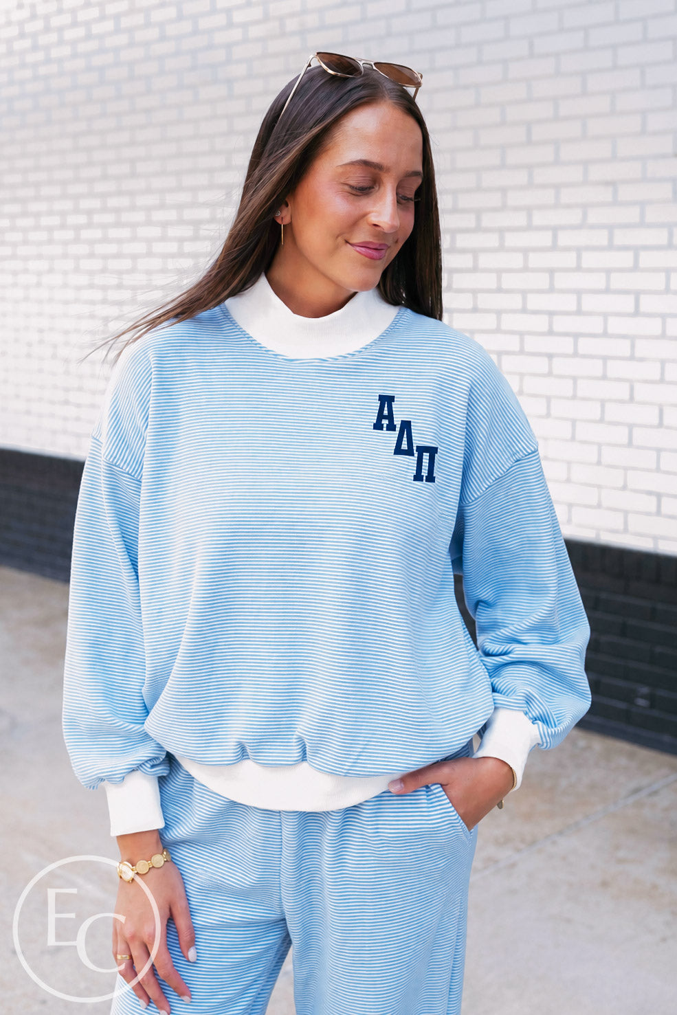 Alpha Delta Pi Blue White Mockneck Set