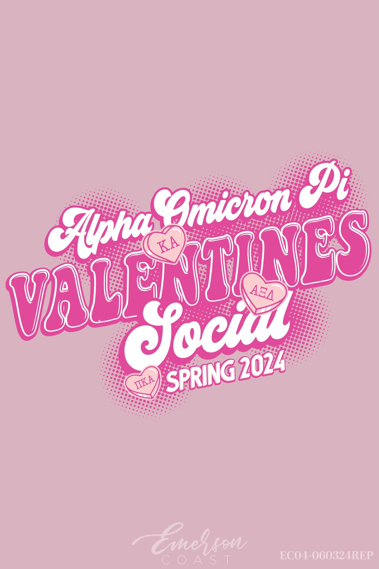 Alpha Omicron Pi Valetines Social Pink Tee