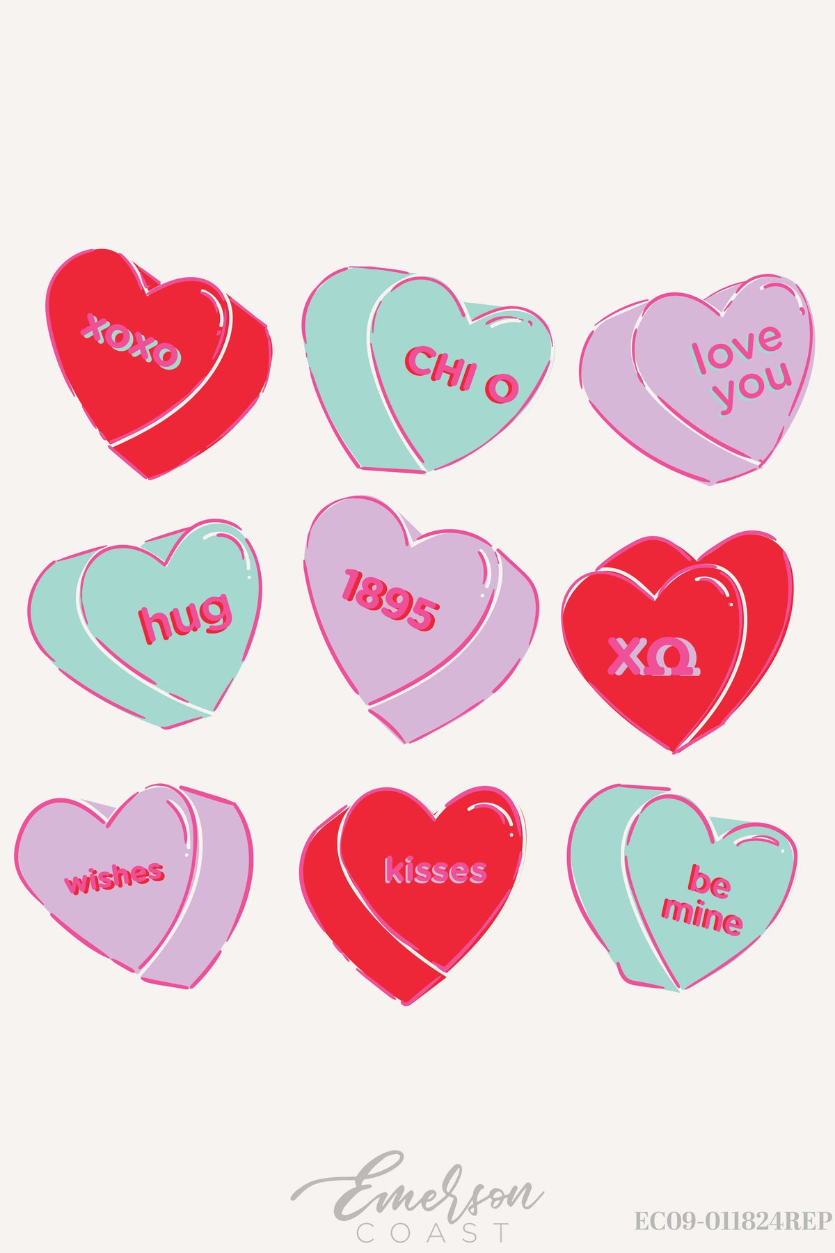 Chi Omega Heart Candy Crush Tshirt