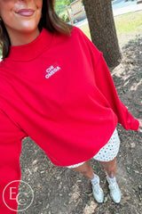 Chi Omega Monochromatic Red Patch Mockneck