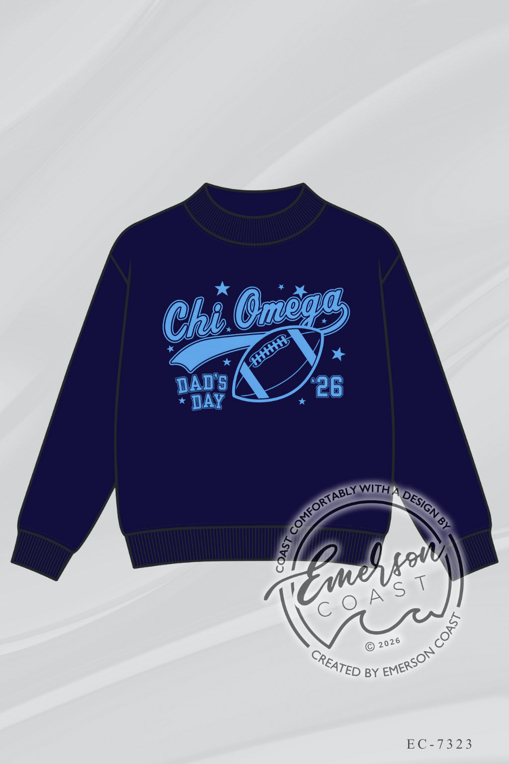 Chi Omega Navy Dads Day Classic Mock Neck