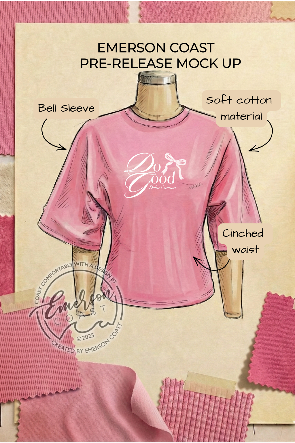 Emerson Coast Bell Sleeve Cinched Waist Tee