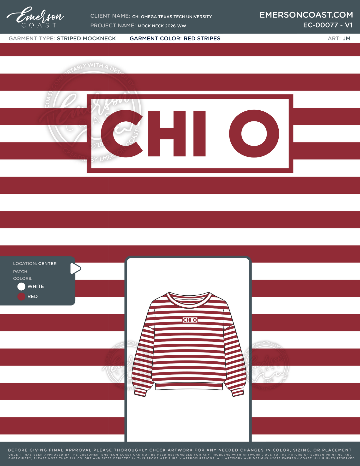 EC-00077 Chi Omega Texas Tech University Mock Neck 2026-WW - red