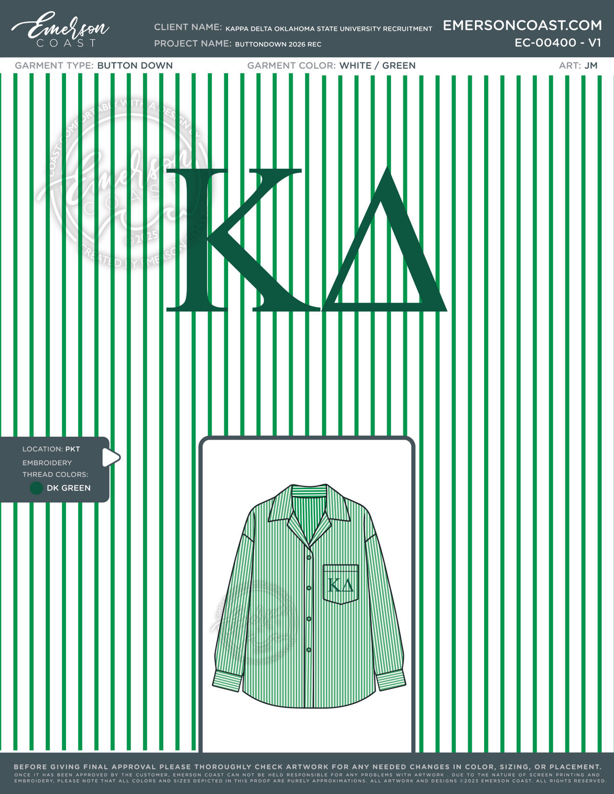 EC-00400 Kappa Delta Oklahoma State University Recruitment Button Downs 2026-REC