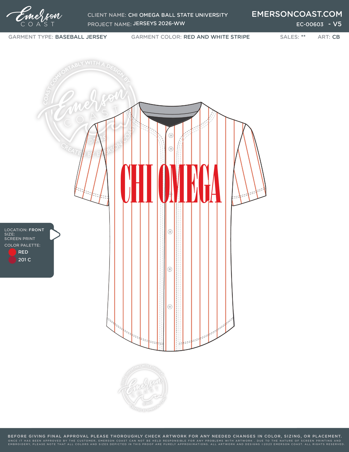 EC-00603 Chi Omega Ball State University Jerseys 2026-WW