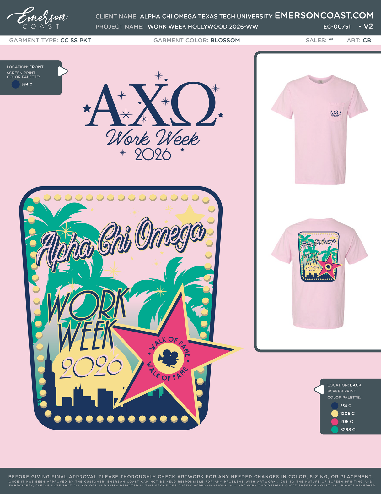 EC-00751 Alpha Chi Omega Texas Tech University WORK WEEK HOLLYWOOD 2026-WW