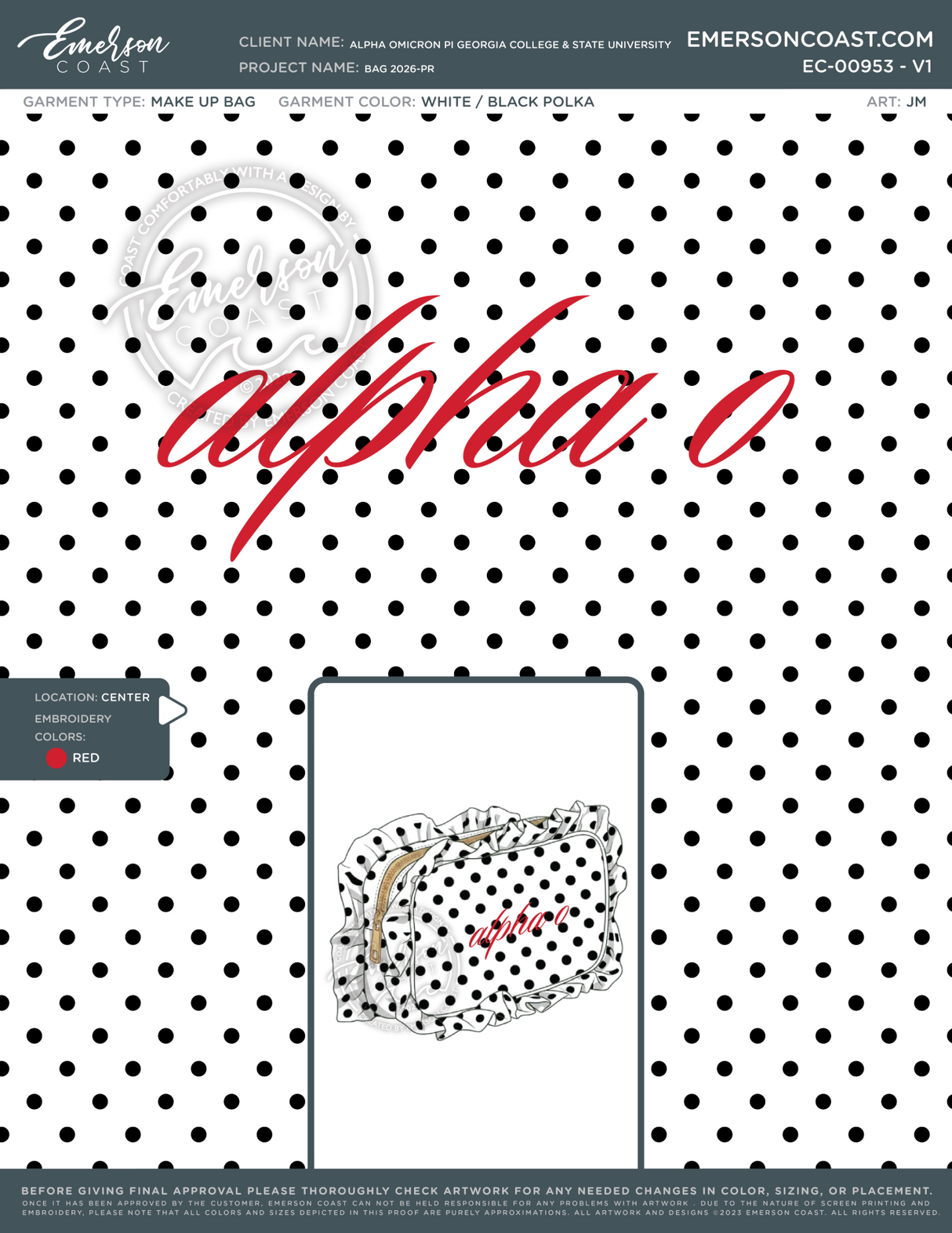 EC-00953 Alpha Omicron Pi Georgia College & State University Bag 2026-PR