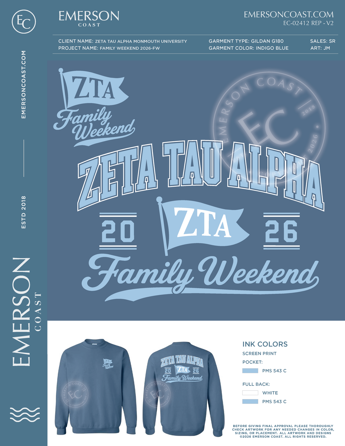 EC-02412 REP Zeta Tau Alpha Monmouth University Family Weekend Tee 2 2026- FW