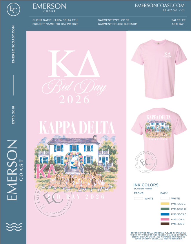 EC-02741 REP Kappa Delta East Carolina University Bid Day PR 2026-PR - No Pocket Tee