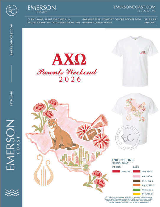 EC-02782 NEW Alpha Chi Omega University of Houston Family Weekend Texas Sweatshirt 2026-FW