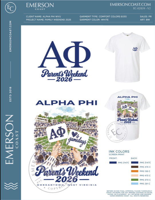 EC-02839 NEW Alpha Phi West Virginia University Family Weekend 2026-FW