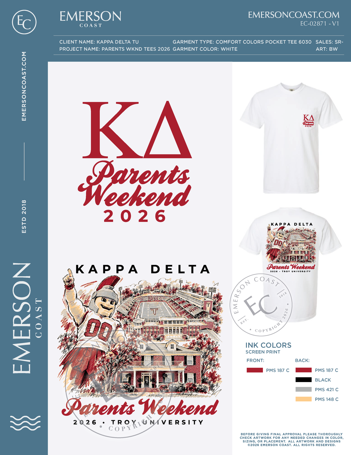 EC-02871 NEW Kappa Delta Troy University Parents Wknd Tees 2026-FW