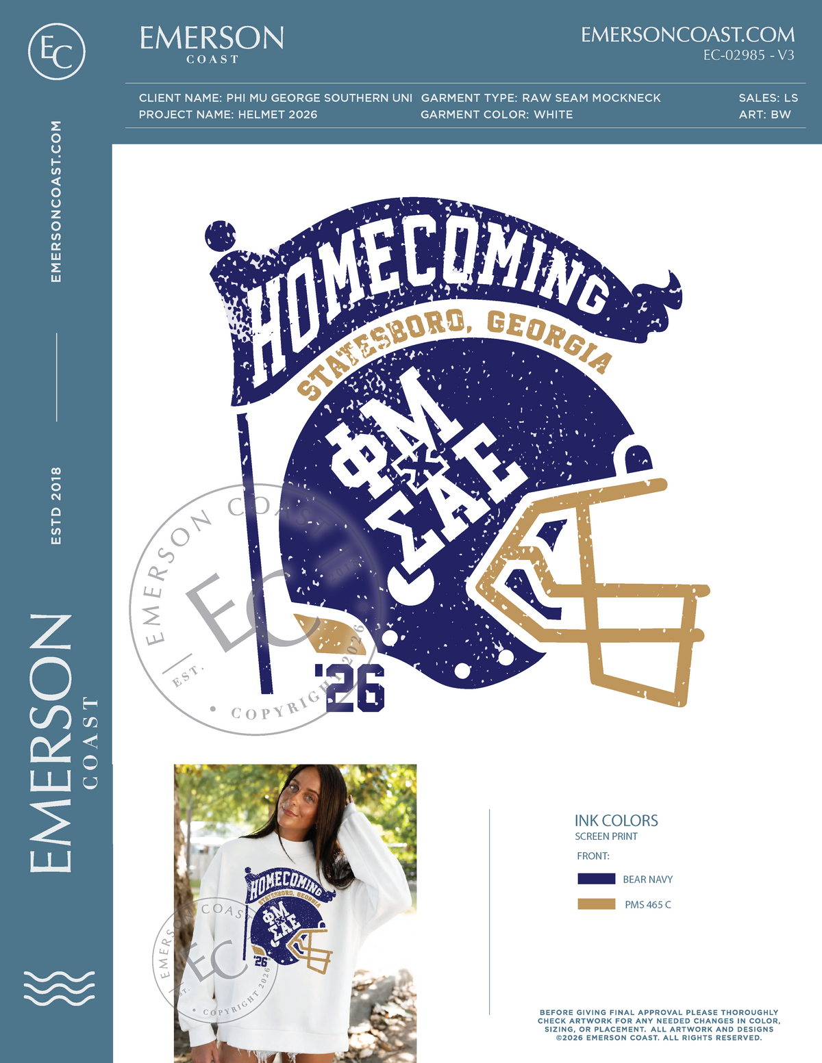 EC-02985 REP Phi Mu Georgia Southern University Helmet 2026-HOCO