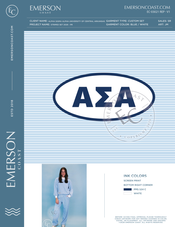 EC-03021 REP Alpha Sigma Alpha University of Central Arkansas Striped Set 2026-PR