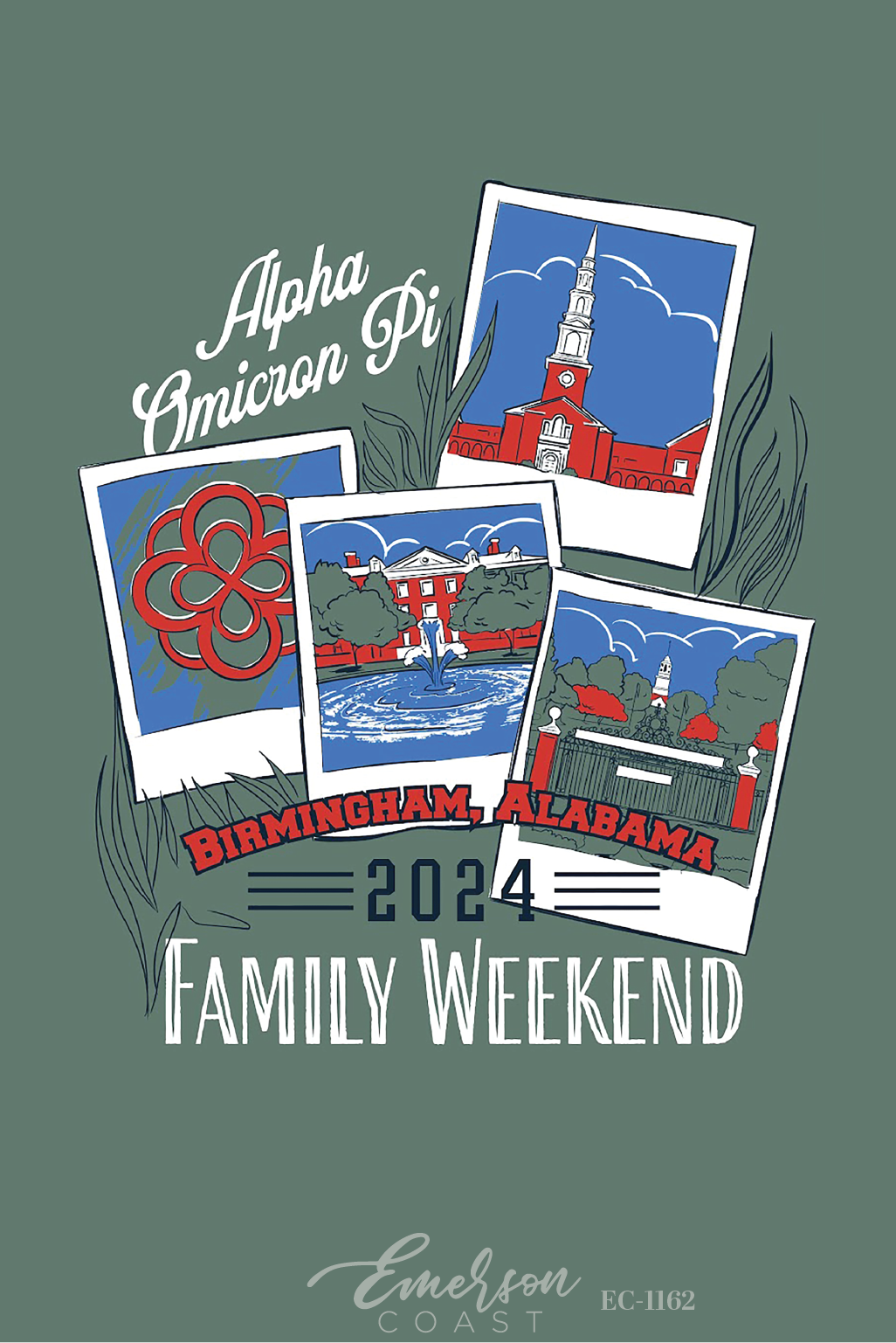 Alpha Omicron Pi Samford University Polaroid Family Weekend T-Shirt