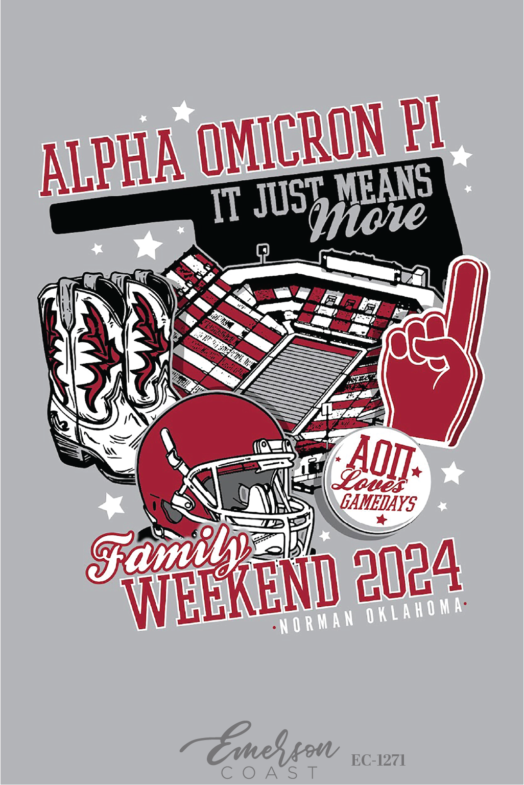 Alpha Omicron Pi University Of Oklahoma Family Weekend T-Shirt