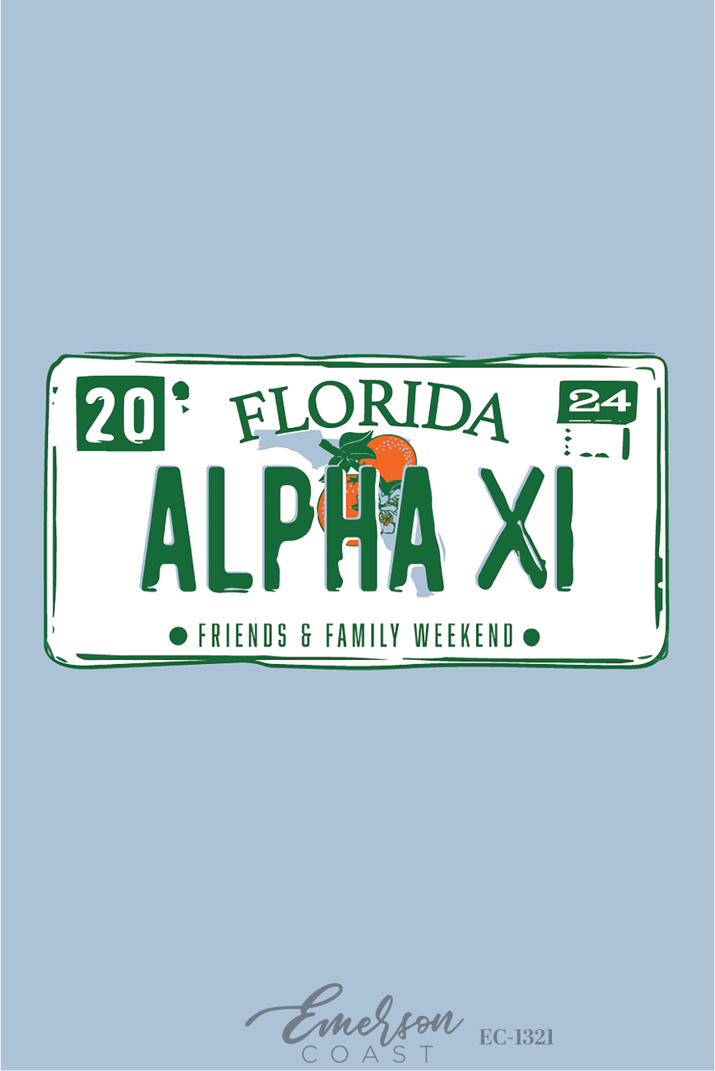 Alpha Xi Delta Stetson University Family Weekend License Plate T-Shirt