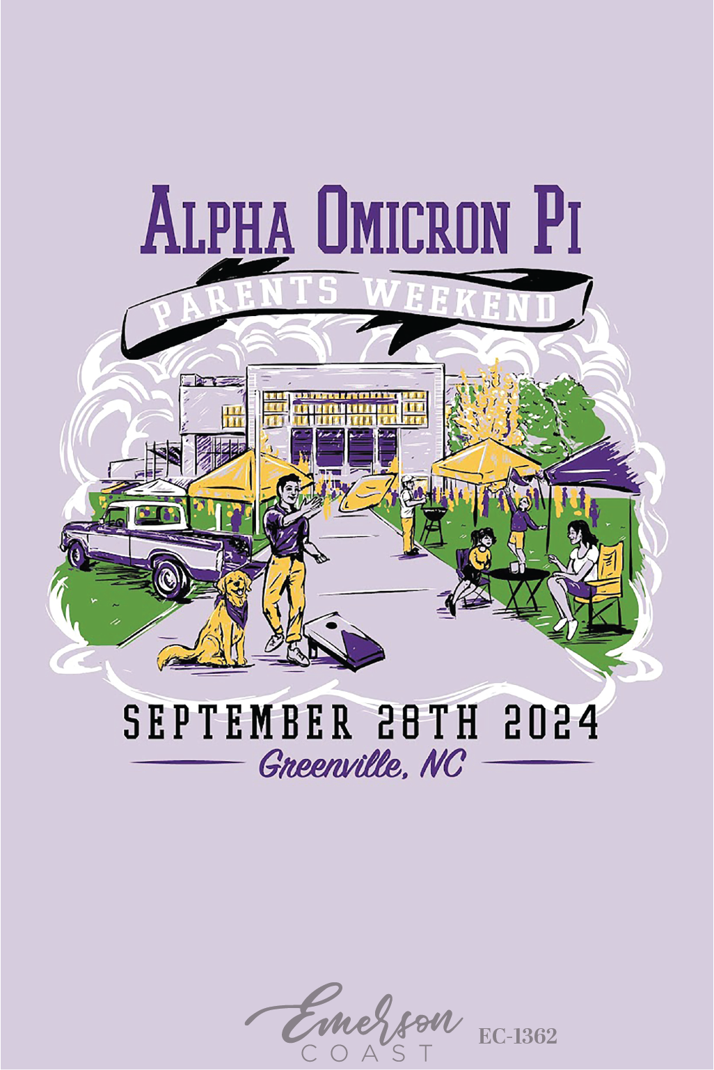 Alpha Omicron Pi East Carolina University Football Tailgate Family Weekend T-Shirt