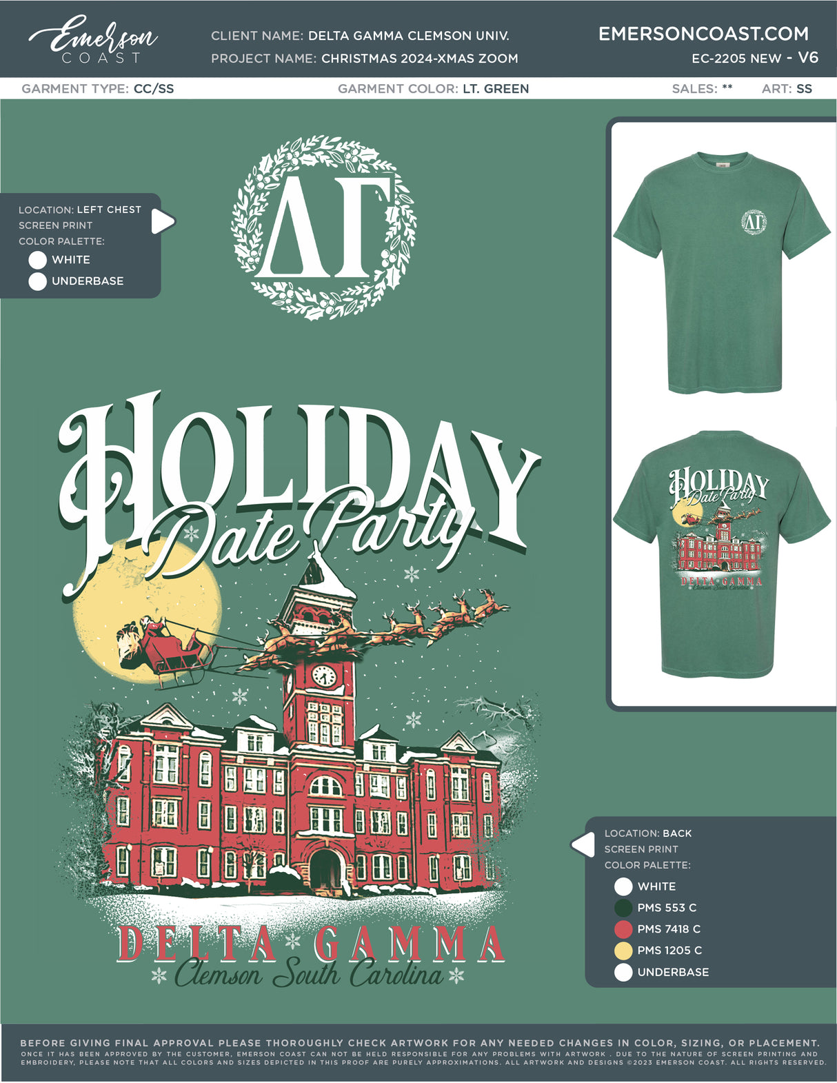EC-2205 NEW Delta Gamma Clemson University Christmas 2024-XMAS ZOOM