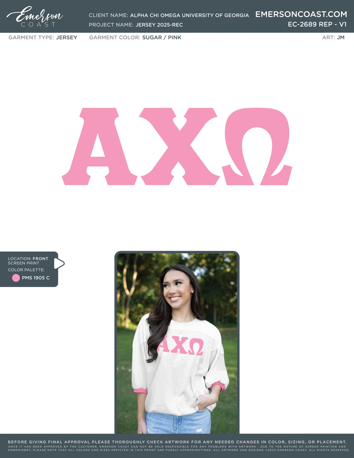 EC-2689 REP Alpha Chi Omega University of Georgia Jersey 2025-REC_ART PROOF