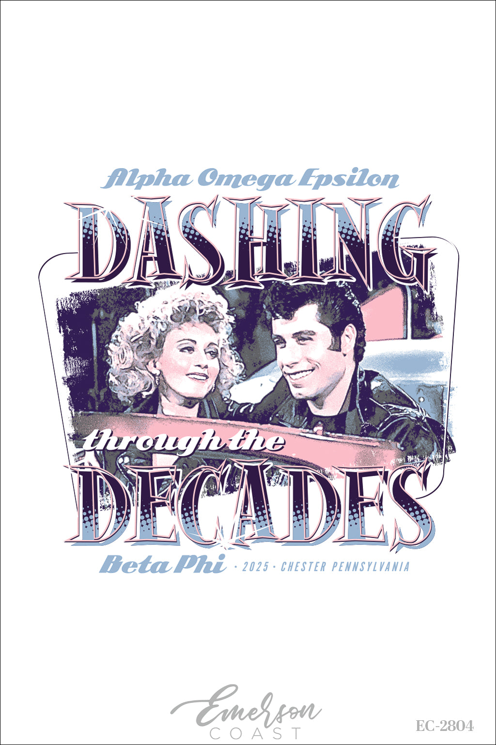 Alpha Omega Epsilon Dashing Through The Decades Date Party Tee