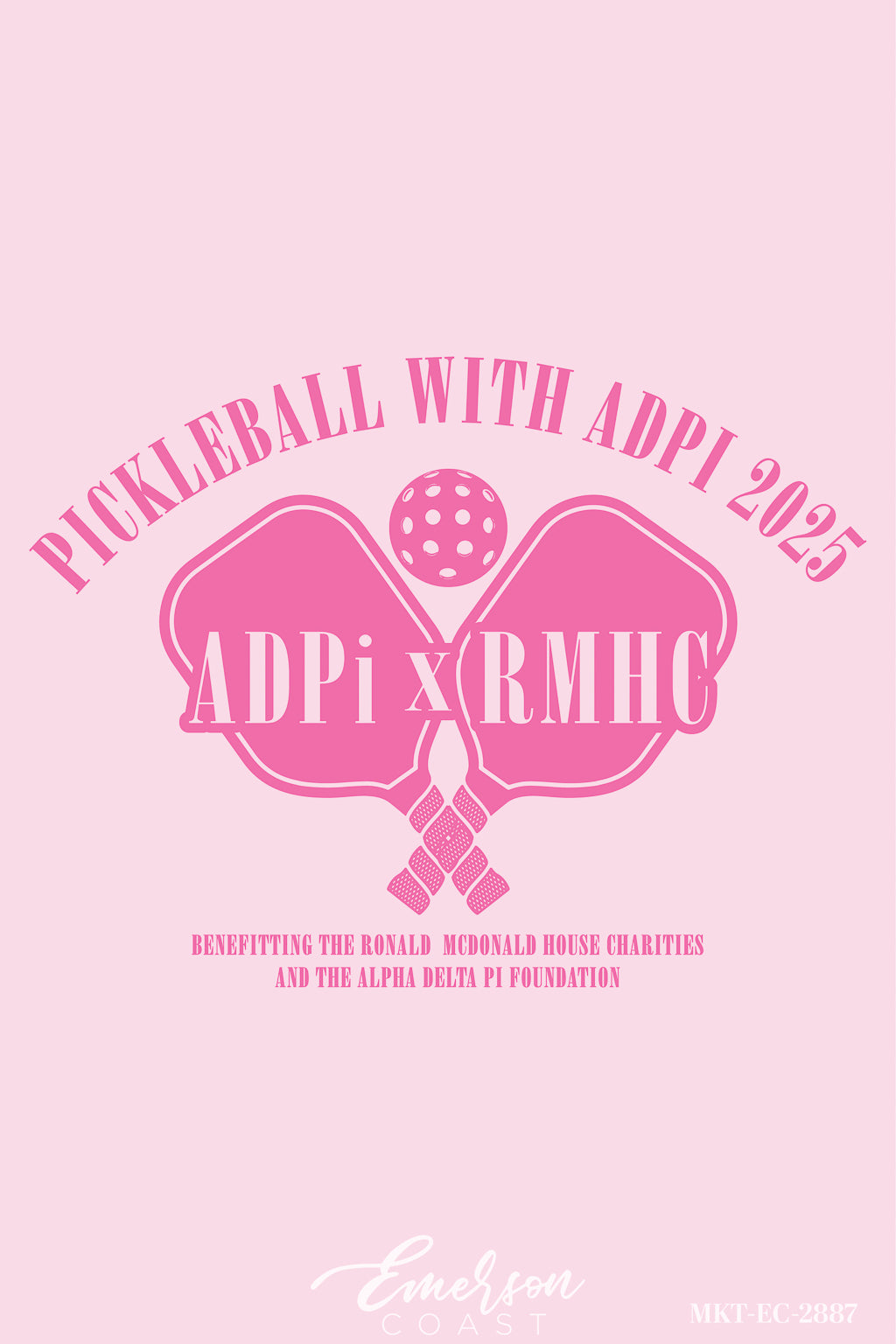 Alpha Delta Pi University of North Carolina at Charlotte Pink Pickleball Tshirt