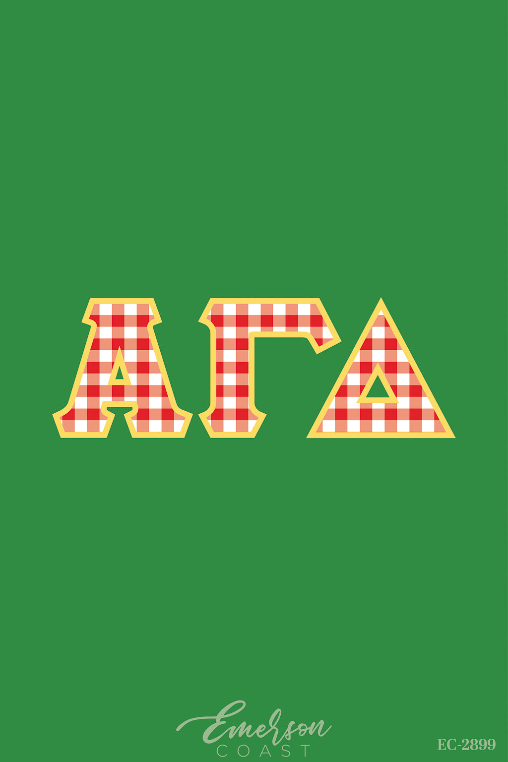Alpha Gamma Delta Red Gingham Letters Green Jersey