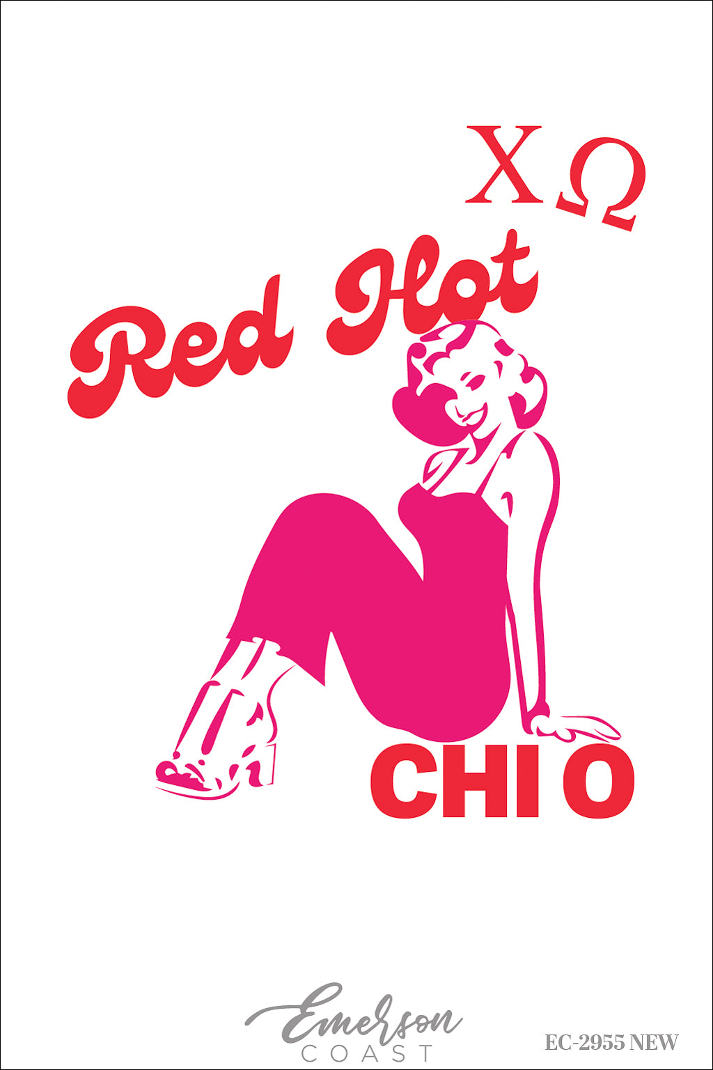 Chi Omega Red Hot Chi O Vintage Girl Tshirt