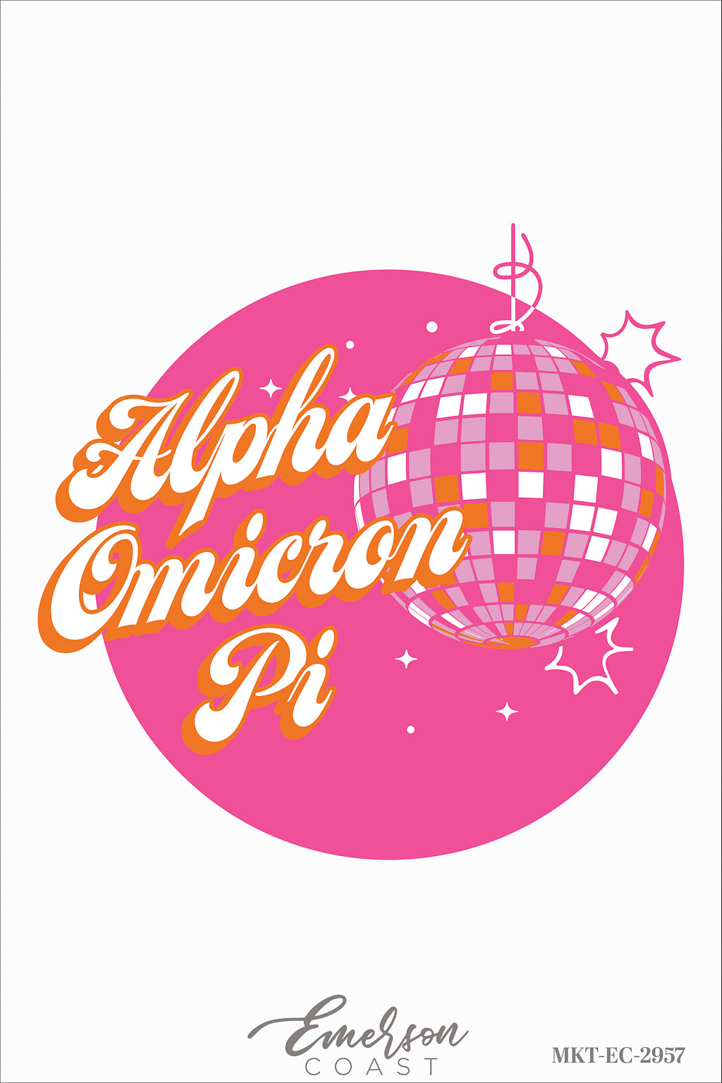 Alpha Omicron Pi Pink Disco Recruitment Tshirt