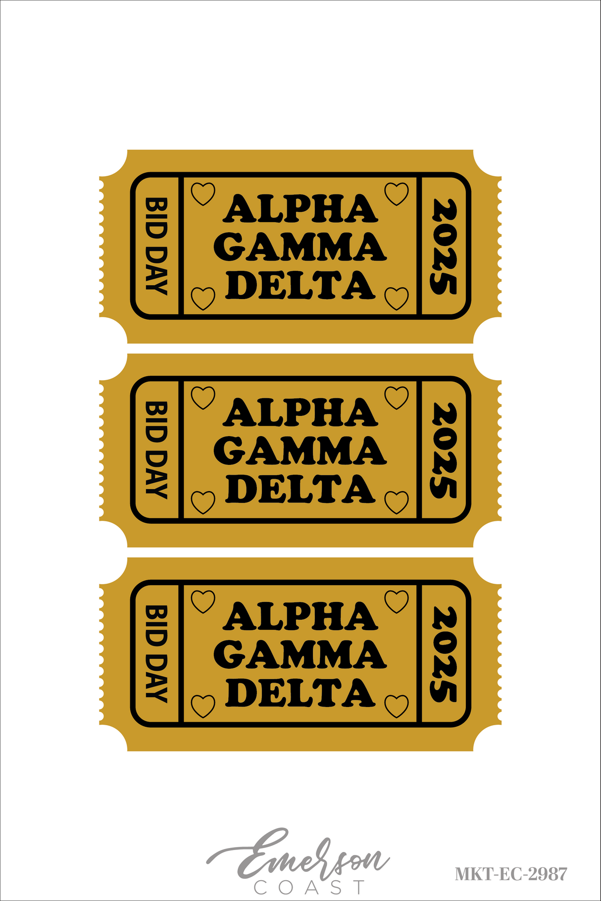 Alpha Gamma Delta Gold Bid Day Ticket Tank