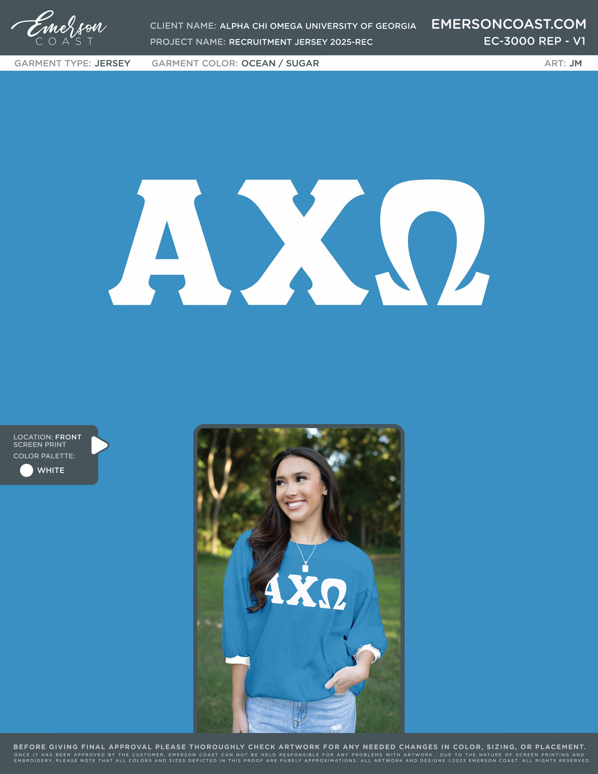 EC-3000 REP Alpha Chi Omega University of Georgia Recruitment Jersey 2025-REC