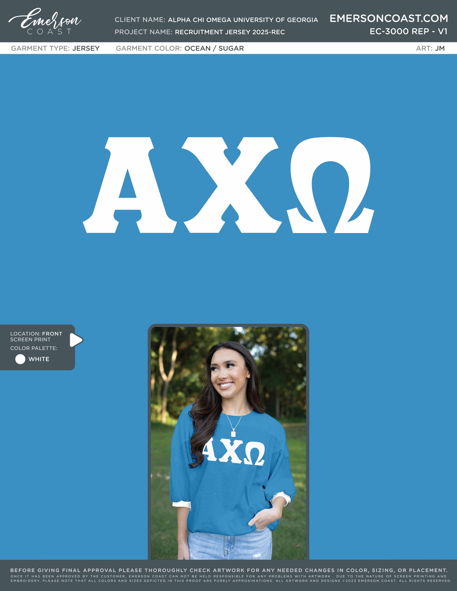 EC-3000 REP Alpha Chi Omega University of Georgia Recruitment Jersey 2025-REC