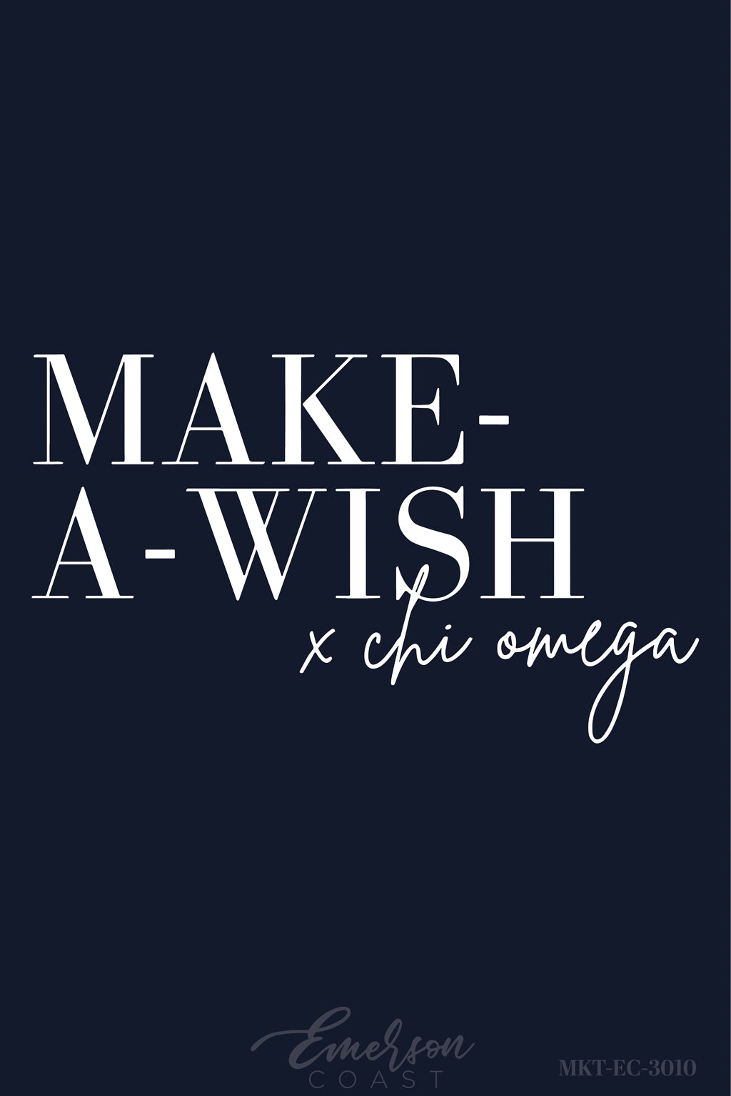 Chi Omega Navy Make A Wish Philanthropy Recruitment Tee
