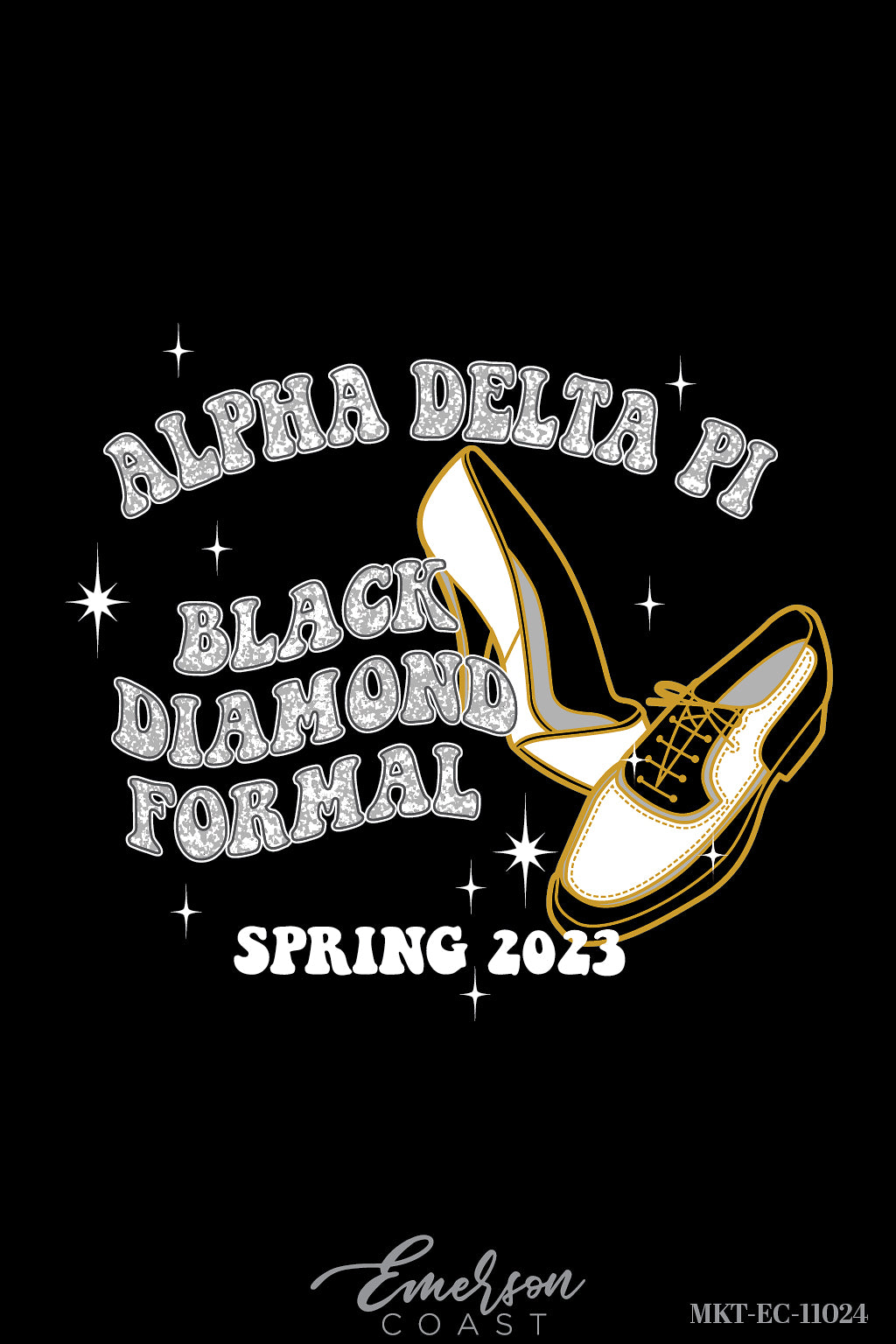 Alpha Delta Pi Black Diamond Dressy Shoes Formal Tshirt