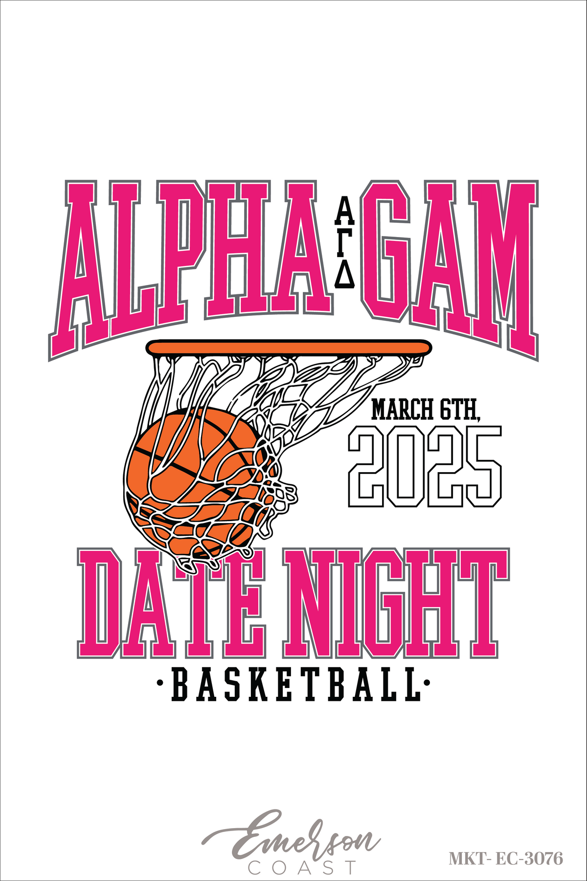 Alpha Gamma Delta Georgia Tech University Basketball Date Night Tee