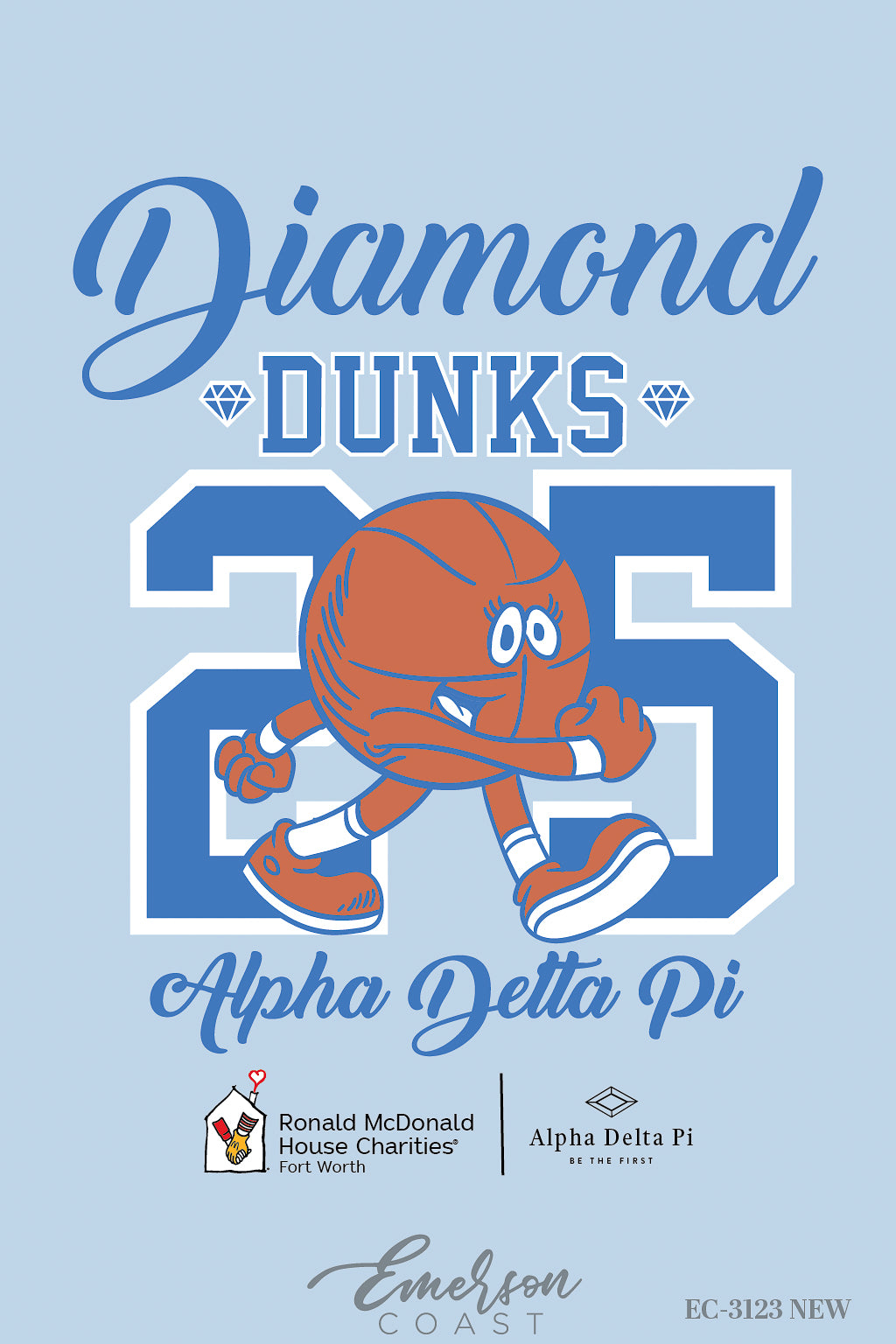 Alpha Delta Pi Texas Christian University Diamond Dunks Philanthropy Tee