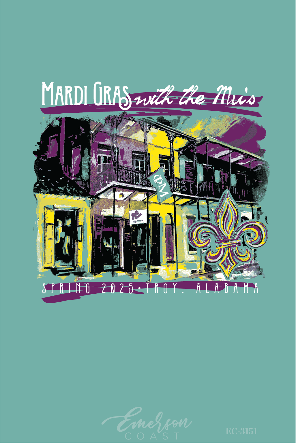 Phi Mu Troy University Mardi Gras Date Party Tee