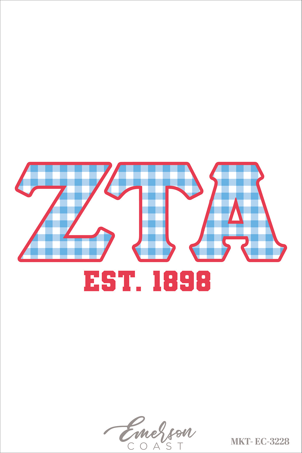 Zeta Tau Alpha Red White and Blue Gingham Letter Recruitment Tee