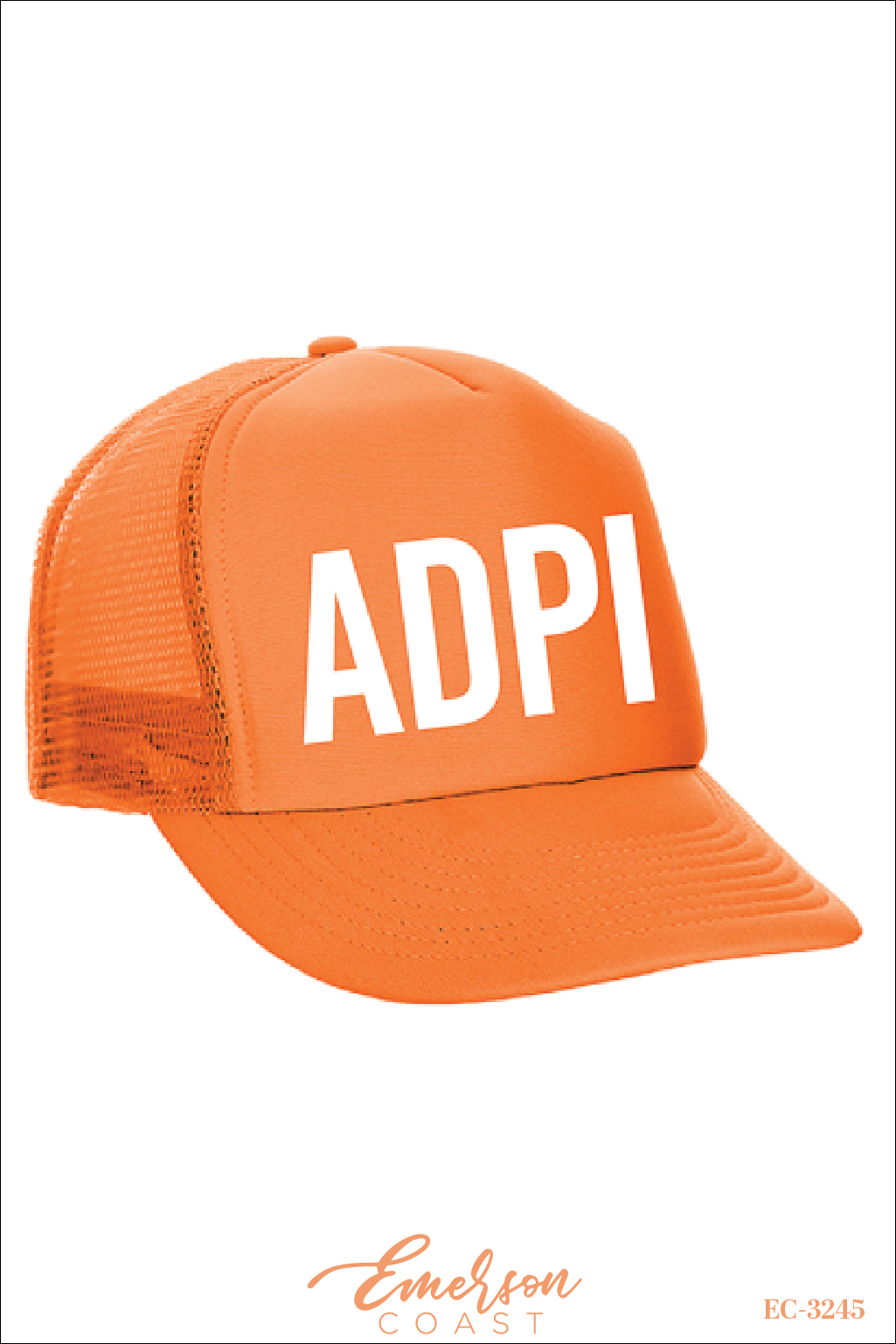 Alpha Delta Pi Neon Orange Trucker Hat