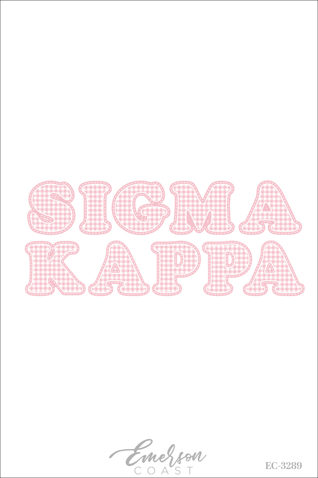Sigma Kappa Light Pink Gingham Pattern Tee