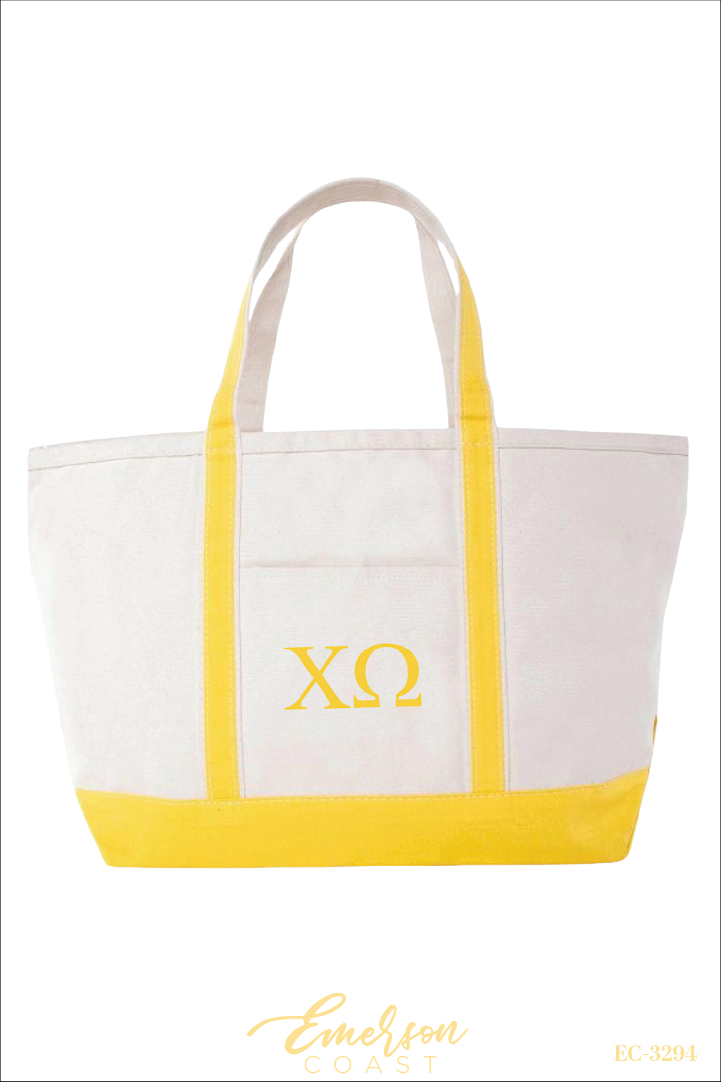 Chi Omega East Carolina University Yellow Bid Day Tote