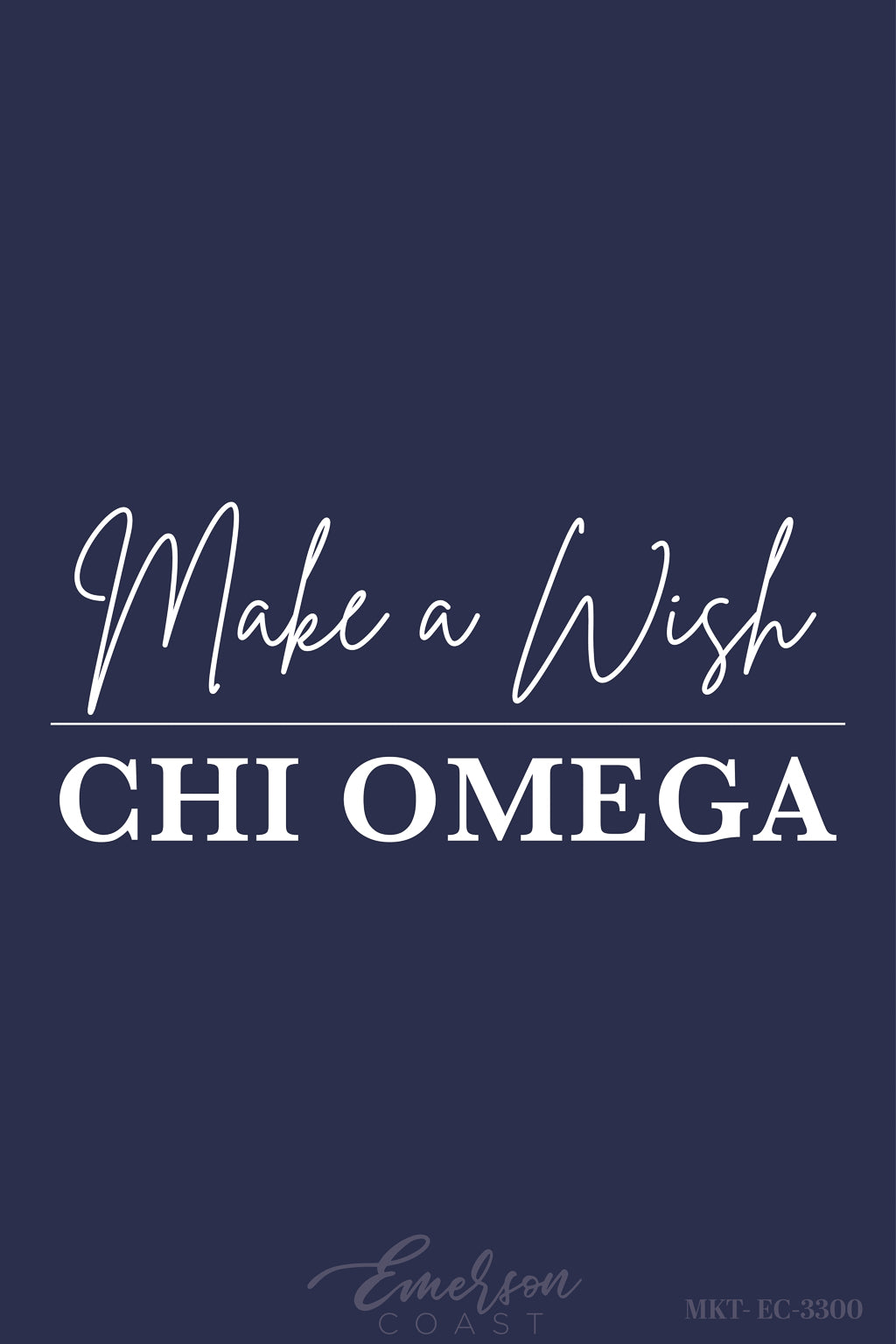 Chi Omega Navy Script Make A Wish Tee