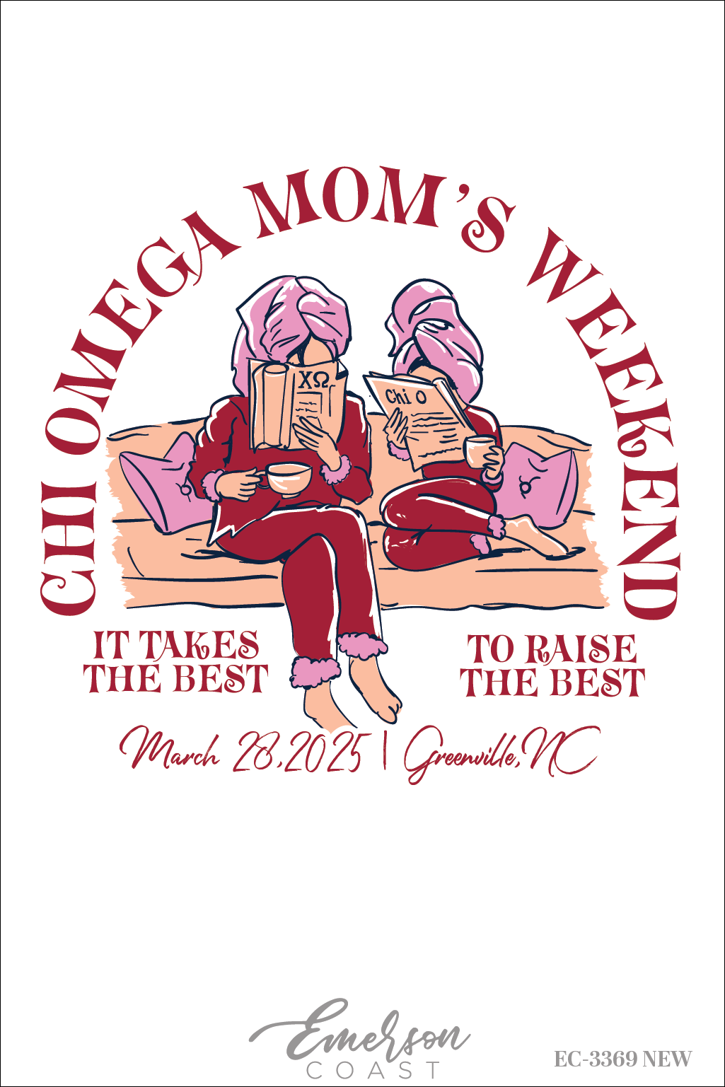 Chi Omega East Carolina University Mom's Day Sleepover Tee